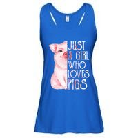 Just A Who Loves Pigs Funny Pig Farmer Gift Gift Ladies Essential Flowy Tank