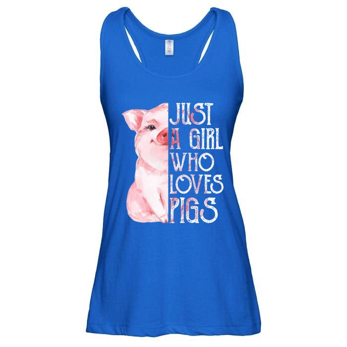 Just A Who Loves Pigs Funny Pig Farmer Gift Gift Ladies Essential Flowy Tank