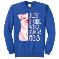 Just A Who Loves Pigs Funny Pig Farmer Gift Gift Tall Sweatshirt