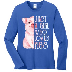 Just A Who Loves Pigs Funny Pig Farmer Gift Gift Ladies Long Sleeve Shirt