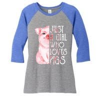 Just A Who Loves Pigs Funny Pig Farmer Gift Gift Women's Tri-Blend 3/4-Sleeve Raglan Shirt