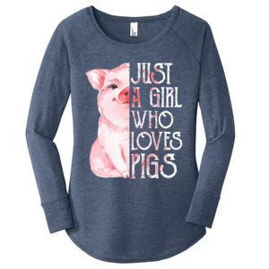 Just A Who Loves Pigs Funny Pig Farmer Gift Gift Women's Perfect Tri Tunic Long Sleeve Shirt