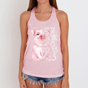 Just A Who Loves Pigs Funny Pig Farmer Gift Gift Women's Knotted Racerback Tank