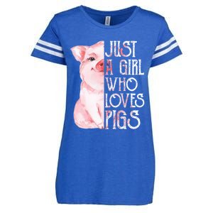 Just A Who Loves Pigs Funny Pig Farmer Gift Gift Enza Ladies Jersey Football T-Shirt