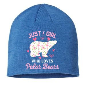 Just A Who Loves Polar Bears Great Gift Bear Silhouette Gift Sustainable Beanie