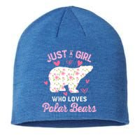 Just A Who Loves Polar Bears Great Gift Bear Silhouette Gift Sustainable Beanie