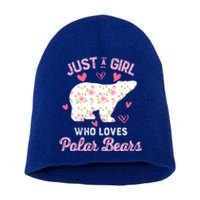 Just A Who Loves Polar Bears Great Gift Bear Silhouette Gift Short Acrylic Beanie