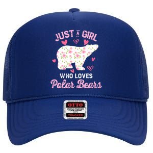 Just A Who Loves Polar Bears Great Gift Bear Silhouette Gift High Crown Mesh Back Trucker Hat