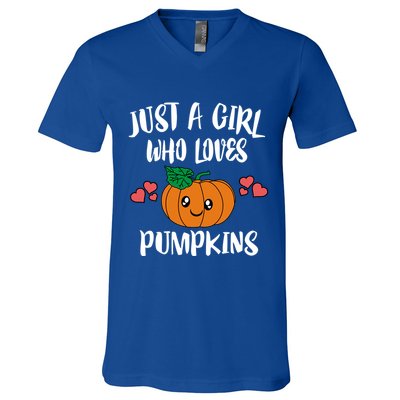 Just A Who Loves Pumpkins Vegetables Gift V-Neck T-Shirt