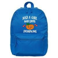 Just A Who Loves Pumpkins Vegetables Gift 16 in Basic Backpack