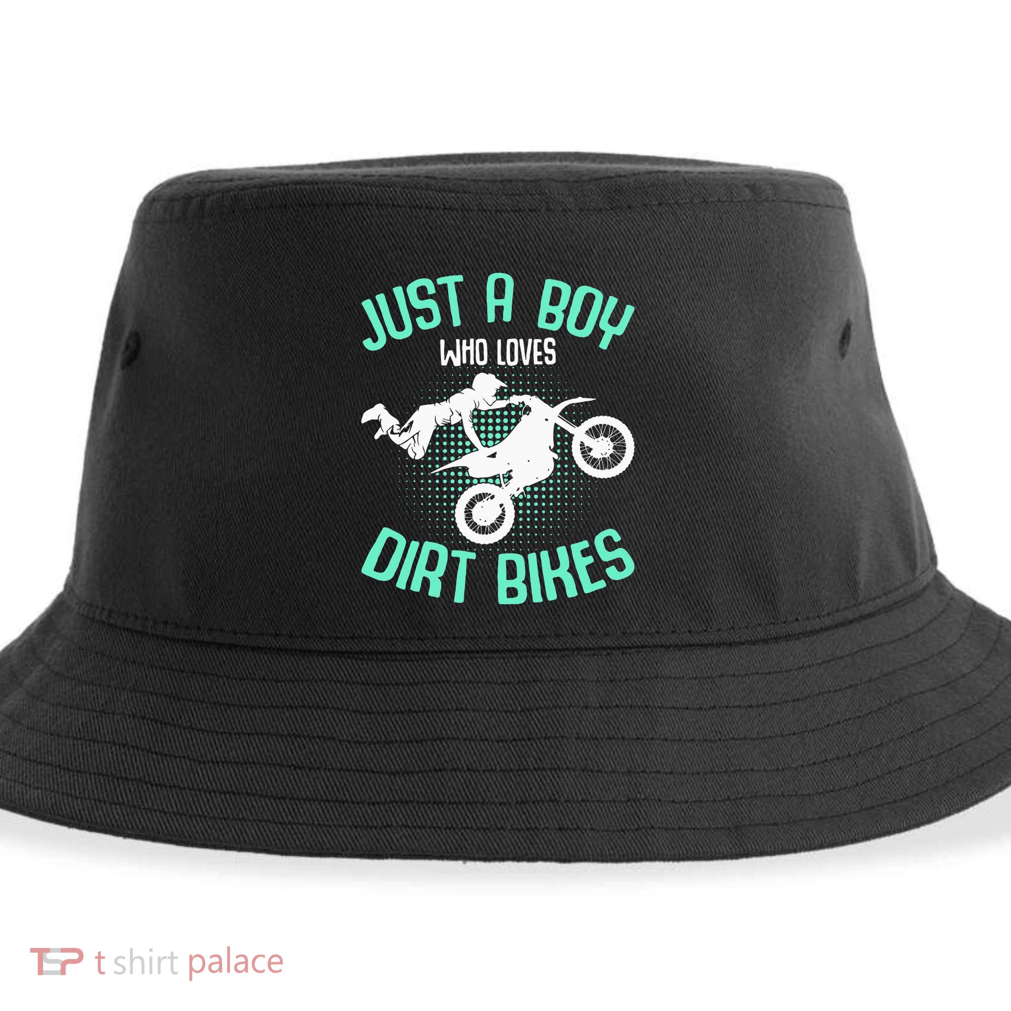 Just a  who loves Dirt Bikes Motocross Sustainable Bucket Hat