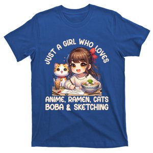 Just A Who Loves Anime Ra Cats Boba And Sketching Gift T-Shirt