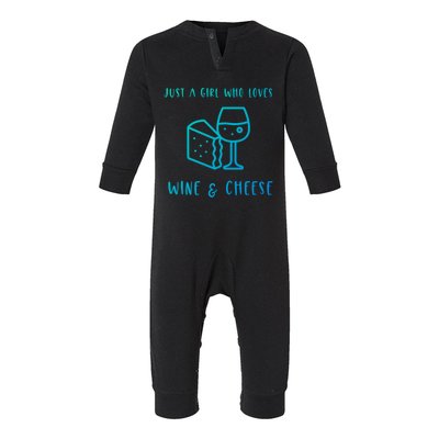 Just A Who Loves Wine And Cheese Charcuterie Foodie Cute Gift Infant Fleece One Piece