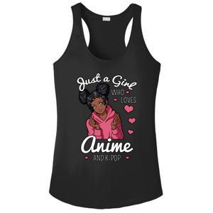 Just A Who Loves Anime And Kpop African American Afro Gift Ladies PosiCharge Competitor Racerback Tank