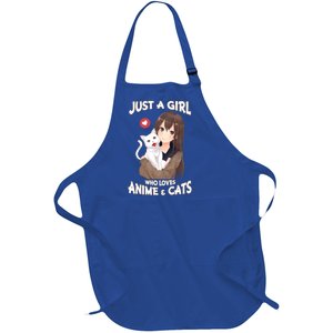 Just A Who Loves Anime And Cats Cute Funny Gift For N Gift Full-Length Apron With Pockets