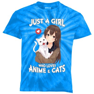 Just A Who Loves Anime And Cats Cute Funny Gift For N Gift Kids Tie-Dye T-Shirt