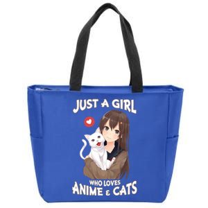 Just A Who Loves Anime And Cats Cute Funny Gift For N Gift Zip Tote Bag