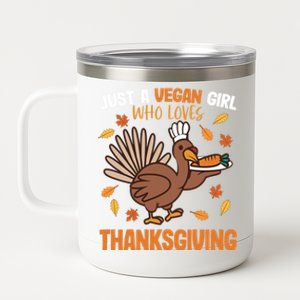 Just A Who Loves Vegan Thanksgiving Fall Autumn Gift Cute Gift 12 oz Stainless Steel Tumbler Cup