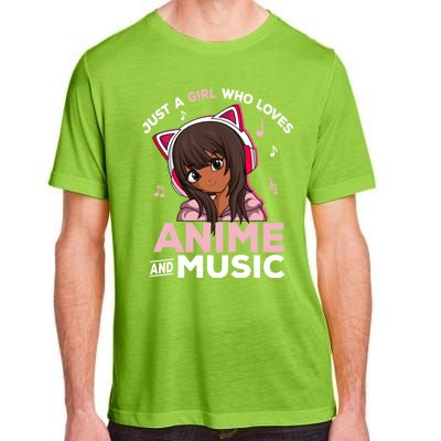 Just A Who Loves Anime And Music Black Anime Merch Meaningful Gift Adult ChromaSoft Performance T-Shirt