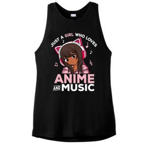 Just A Who Loves Anime And Music Black Anime Merch Meaningful Gift Ladies PosiCharge Tri-Blend Wicking Tank