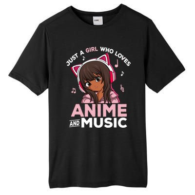 Just A Who Loves Anime And Music Black Anime Merch Meaningful Gift Tall Fusion ChromaSoft Performance T-Shirt