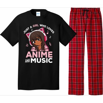 Just A Who Loves Anime And Music Black Anime Merch Meaningful Gift Pajama Set