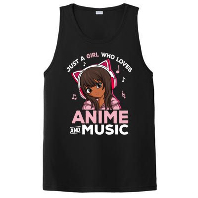 Just A Who Loves Anime And Music Black Anime Merch Meaningful Gift PosiCharge Competitor Tank