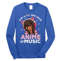 Just A Who Loves Anime And Music Black Anime Merch Meaningful Gift Long Sleeve Shirt