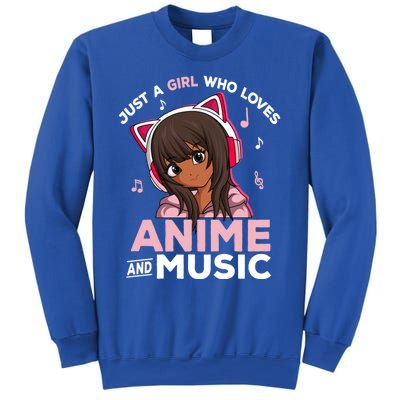 Just A Who Loves Anime And Music Black Anime Merch Meaningful Gift Sweatshirt