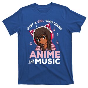 Just A Who Loves Anime And Music Black Anime Merch Meaningful Gift T-Shirt