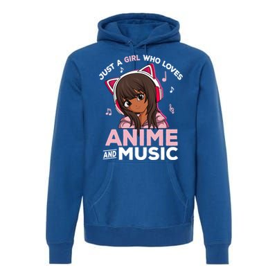 Just A Who Loves Anime And Music Black Anime Merch Meaningful Gift Premium Hoodie