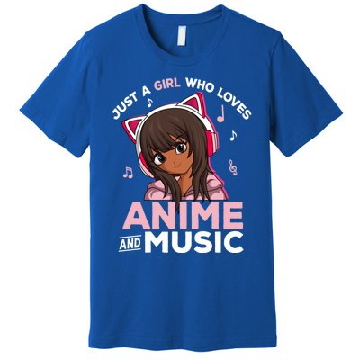 Just A Who Loves Anime And Music Black Anime Merch Meaningful Gift Premium T-Shirt