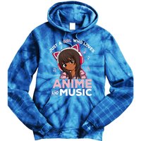 Just A Who Loves Anime And Music Black Anime Merch Meaningful Gift Tie Dye Hoodie