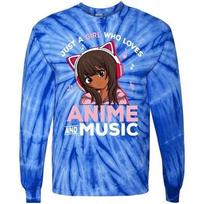 Just A Who Loves Anime And Music Black Anime Merch Meaningful Gift Tie-Dye Long Sleeve Shirt