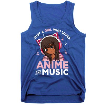 Just A Who Loves Anime And Music Black Anime Merch Meaningful Gift Tank Top