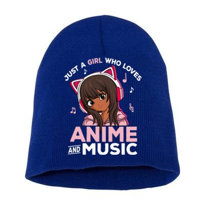 Just A Who Loves Anime And Music Black Anime Merch Meaningful Gift Short Acrylic Beanie