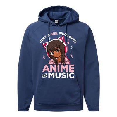 Just A Who Loves Anime And Music Black Anime Merch Meaningful Gift Performance Fleece Hoodie