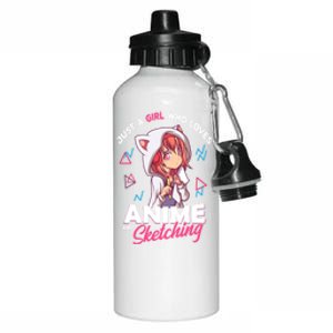 Just A Who Loves Anime And Sketching Otaku Anime Merch Gift Aluminum Water Bottle