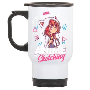 Just A Who Loves Anime And Sketching Otaku Anime Merch Gift Stainless Steel Travel Mug