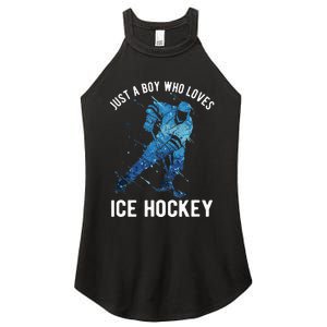 Just A  Who Loves Ice Hockey Women's Perfect Tri Rocker Tank