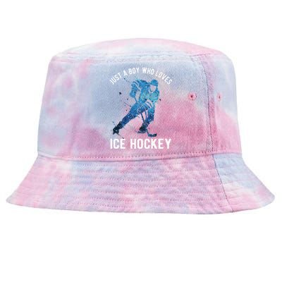 Just A  Who Loves Ice Hockey Tie-Dyed Bucket Hat