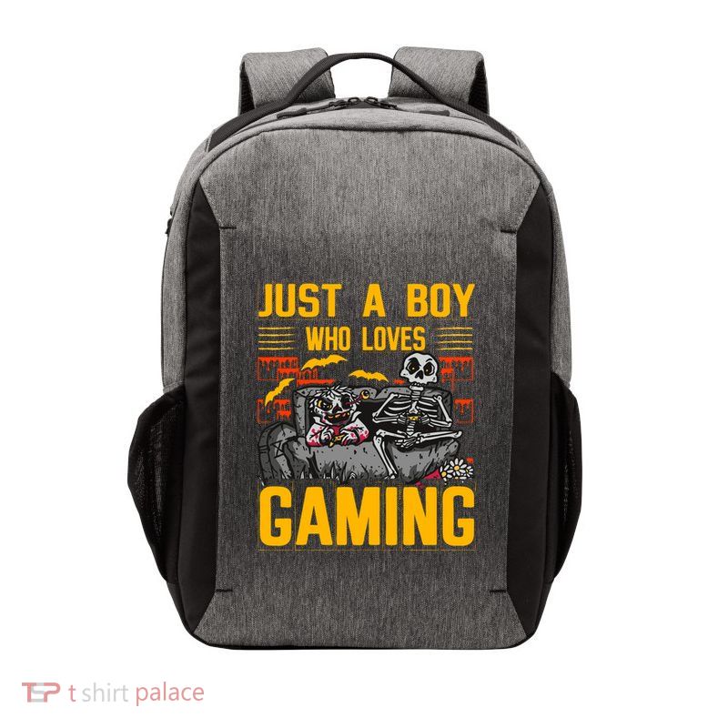Just A Who Loves Gaming Funny Gamer Skeleton Humor Gift Vector Backpack