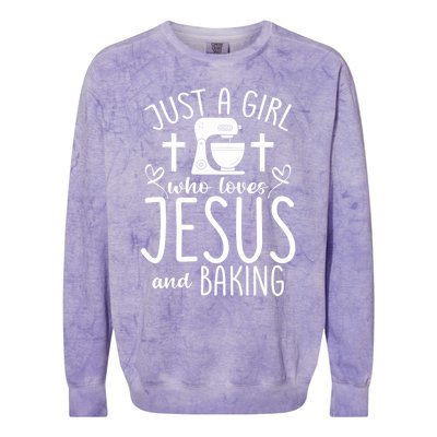 Just A Who Love Jesus And Baking Gift Colorblast Crewneck Sweatshirt