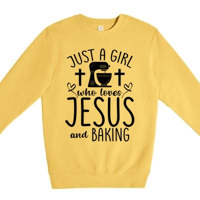 Just A Who Love Jesus And Baking Gift Premium Crewneck Sweatshirt