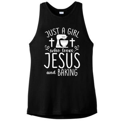 Just A Who Love Jesus And Baking Gift Ladies PosiCharge Tri-Blend Wicking Tank