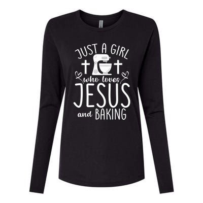 Just A Who Love Jesus And Baking Gift Womens Cotton Relaxed Long Sleeve T-Shirt