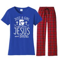 Just A Who Love Jesus And Baking Gift Women's Flannel Pajama Set