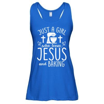 Just A Who Love Jesus And Baking Gift Ladies Essential Flowy Tank