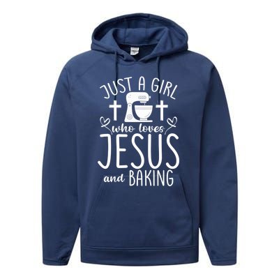 Just A Who Love Jesus And Baking Gift Performance Fleece Hoodie