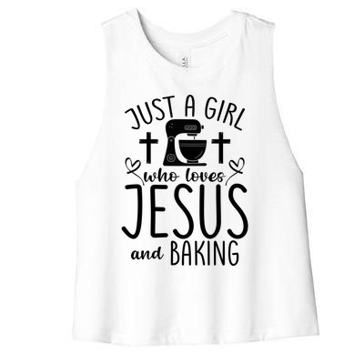 Just A Who Love Jesus And Baking Gift Women's Racerback Cropped Tank